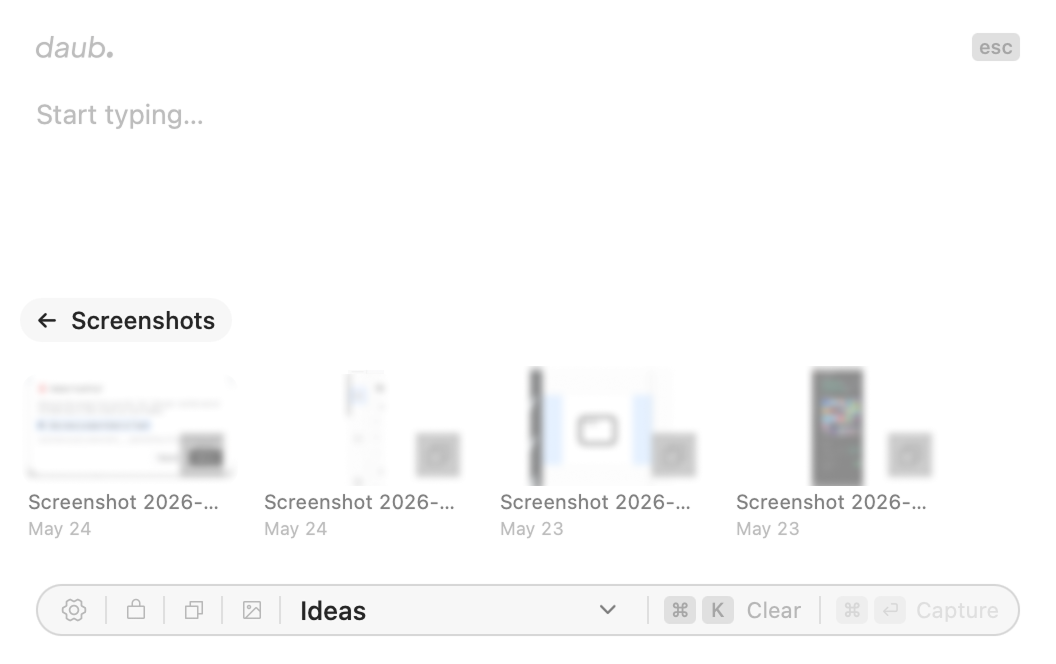 daub screenshot history grid